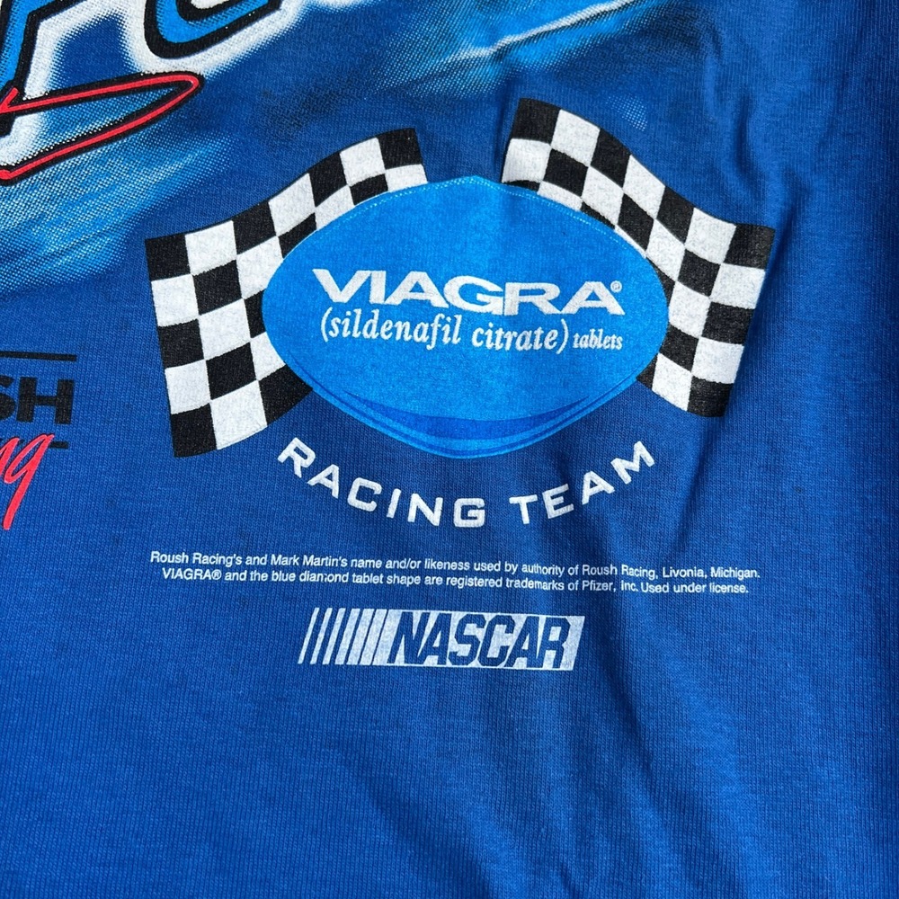 Vintage 2000s Mark Martin Racing NASCAR T-Shirt Blue Large NWT - Picture 3 of 6